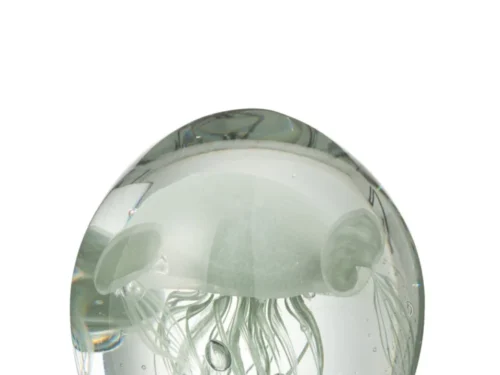 Vaurmen groen glazen presse-papier met jellyfish design, compact en stijlvol woonaccessoire
