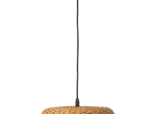 Plafondlamp Klesund Naturel met gevlochten papier en metalen frame, compacte elegante uitstraling