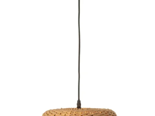 Plafondlamp Klesund Naturel met gevlochten papier en metalen frame, compacte elegante uitstraling