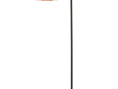 Vloerlamp Steenderen Oranje H168 cm met zwart metalen frame en papieren kap, slank en speels design