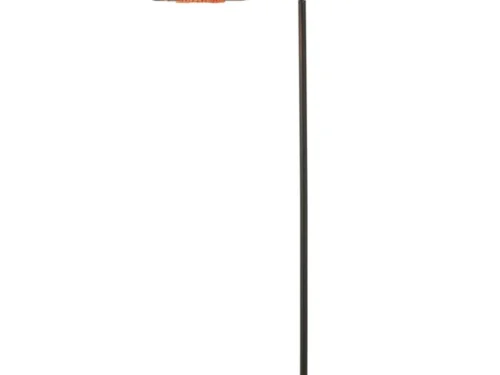 Vloerlamp Steenderen Oranje H168 cm met zwart metalen frame en papieren kap, slank en speels design