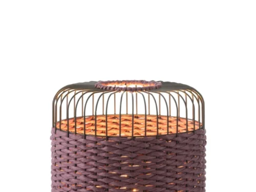 Paarse Tafellamp Skaumen H34,5 cm met gevlochten design, metalen frame en warme lichtdoorlatende uitstraling