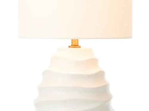 Tafellamp Jurnano keramiek, H68 cm, beige met linnen kap en warme uitstraling