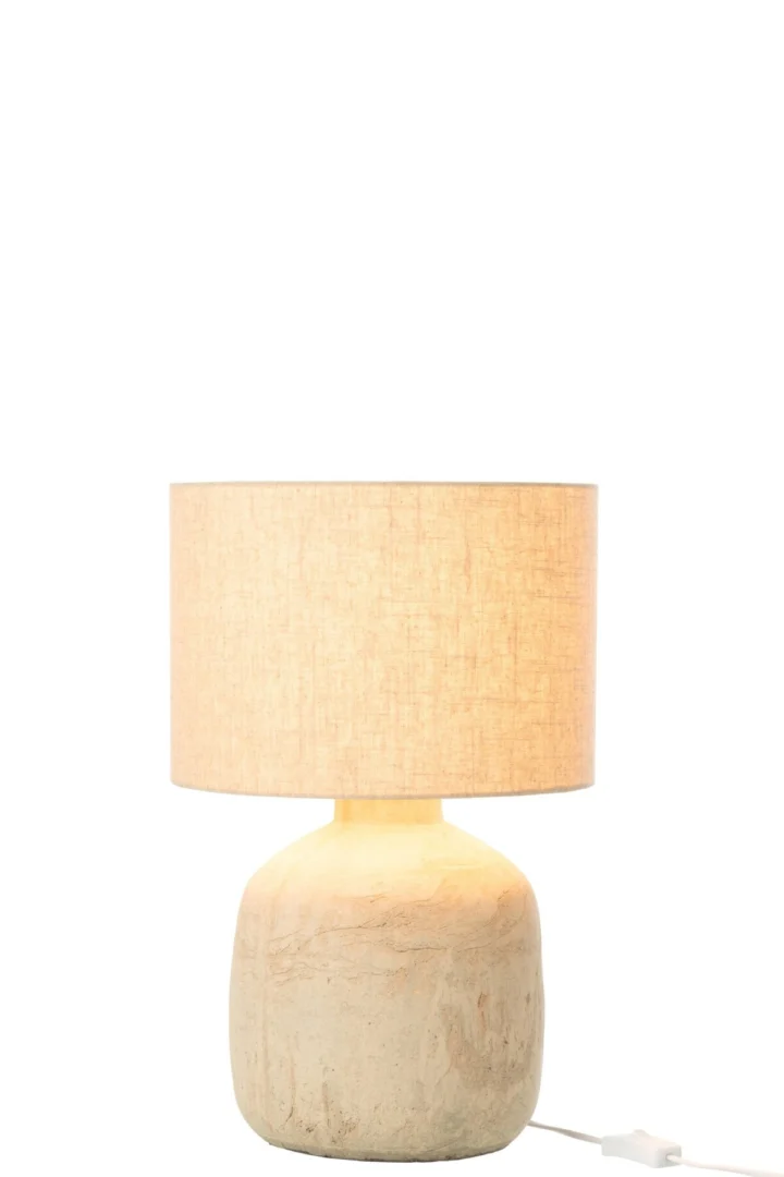 Tafellamp Mia terracotta, beige linnen kap, natuurlijke uitstraling, H47 cm, E27-aansluiting
