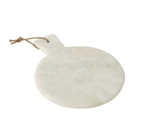 Kaasplank Maves Marmer 33 cm, ronde groene marmeren plank met handige leren ophanglus