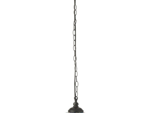 Hanglamp Troose Glas met blauw mozaïekglas en zwart metaal, slanke ketting en elegante vorm