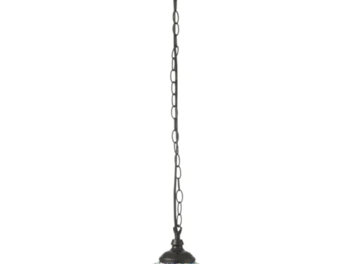 Hanglamp Troose Glas met blauw mozaïekglas en zwart metaal, slanke ketting en elegante vorm