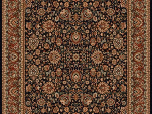 Vloerkleed Staallira 300x200 cm, donker bloemmotief, 100% wol, dichte structuur en verfijnde afwerking