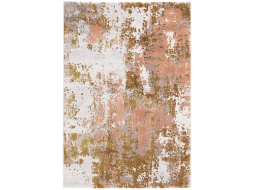 Vloerkleed Rimon 230x160 cm in kleur 700, abstracte print in roze, goud en wit voor een warme sfeer