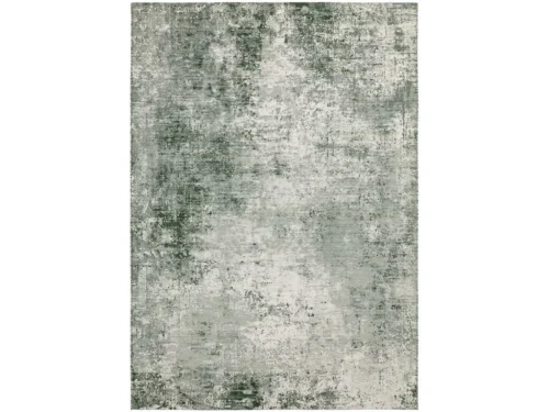 Vloerkleed Stannel 240x170 cm, vlakgeweven wol in rustige grijs-groene tint met abstract patroon