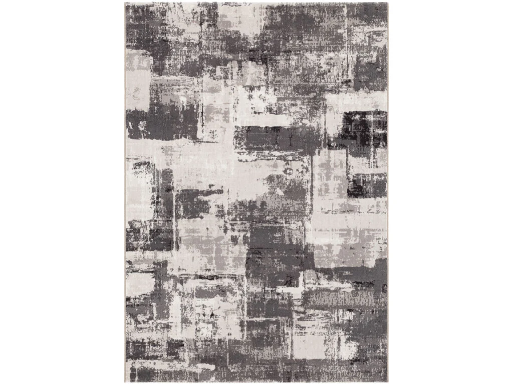 Hoommello vloerkleed 290 x 200 cm met abstract grijs-wit patchworkdessin en modern design