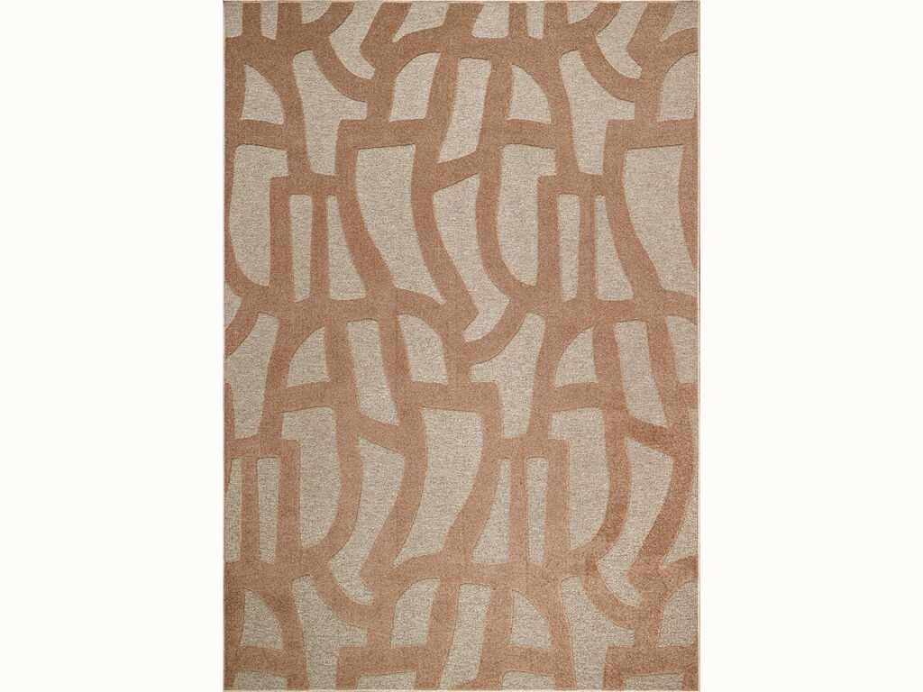 Vloerkleed Kauldes 230x160 cm in beige en bruin met abstract patroon en dichte pool