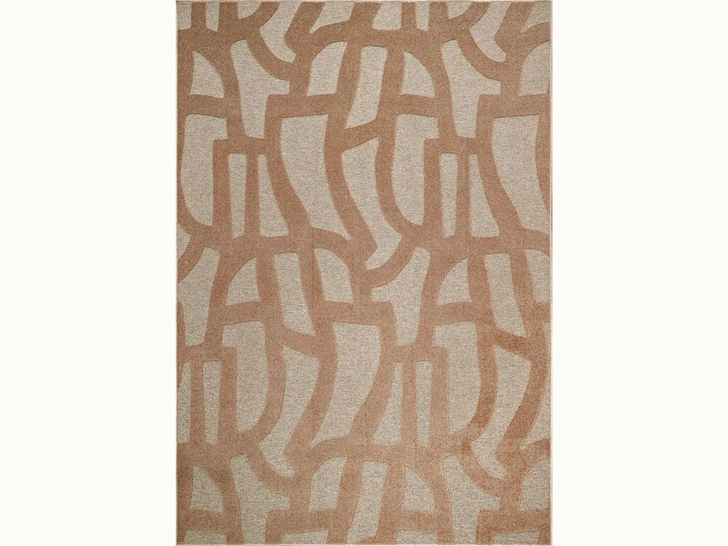 Vloerkleed Kauldes 230x160 cm in beige en bruin met abstract patroon en dichte pool