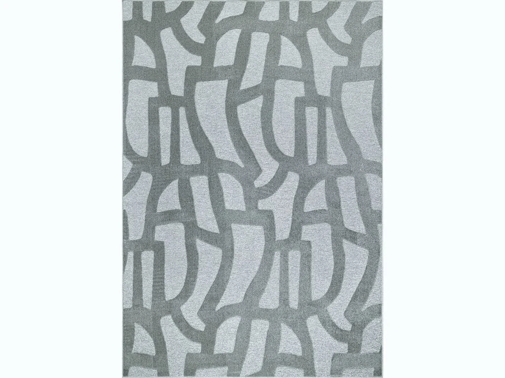 Vloerkleed Runira 230 x 160 cm in grijs, met abstract patroon en lage, verfijnde pool