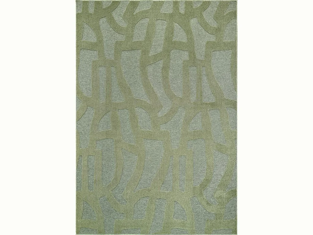 Vloerkleed Keinu 230x160 cm, groen met abstract patroon en fijne structuur