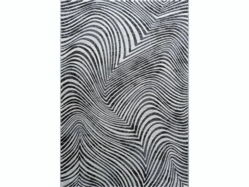 Vloerkleed Hensura 330x240 cm in grijs met golvend streppatroon en volle 11 mm pool