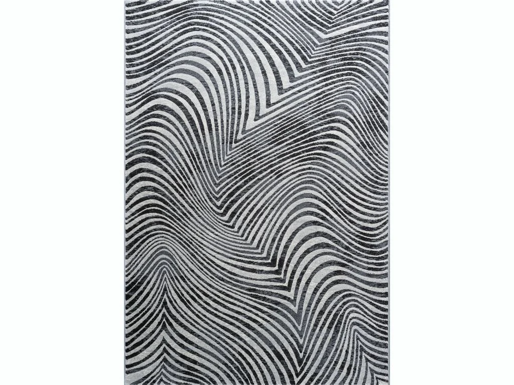 Vloerkleed Hensura 330x240 cm in grijs met golvend streppatroon en volle 11 mm pool