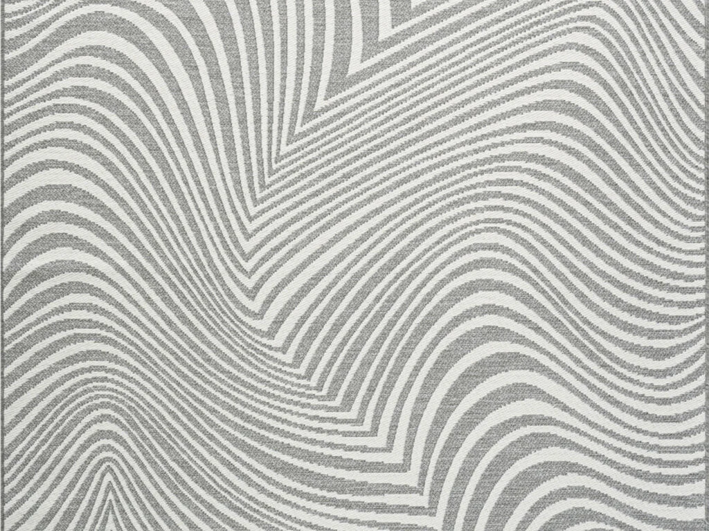 Vloerkleed Kaurmello 230x160 cm, vlakgeweven grijs met golvend strepenpatroon voor een rustige uitstraling