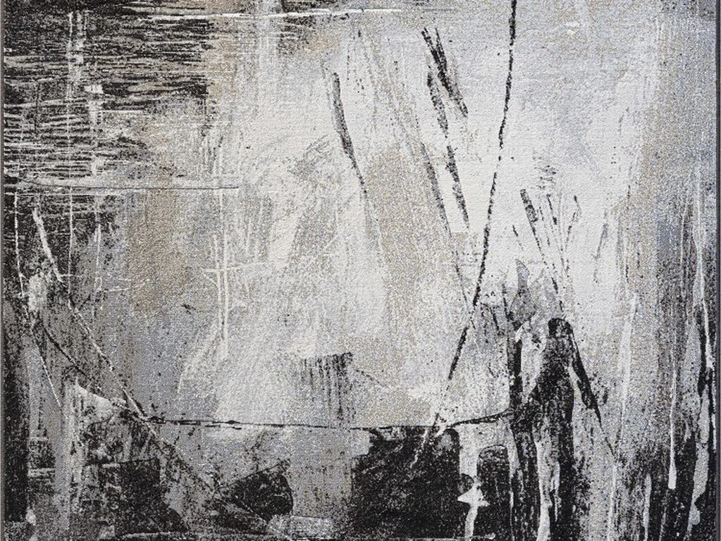 Vloerkleed Leirrund 230 x 160 cm in grijs met abstract patroon en volle, dichte structuur