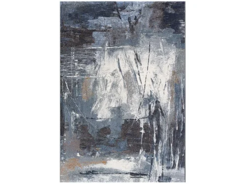 Vloerkleed Nierum 230x160 cm in grijsblauwe abstracte print, 11 mm poolhoogte, 100% polypropyleen