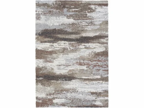 Vloerkleed Pierdir 290x200 cm in gemêleerde bruintinten, zacht hoogpolig design met 25 mm volle pool