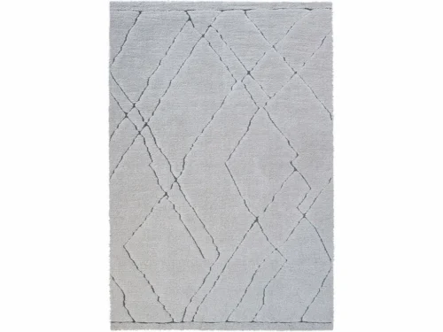 Vloerkleed Graldun 230x160 cm in lichtgrijs met subtiel geometrisch lijnenpatroon en zachte pool