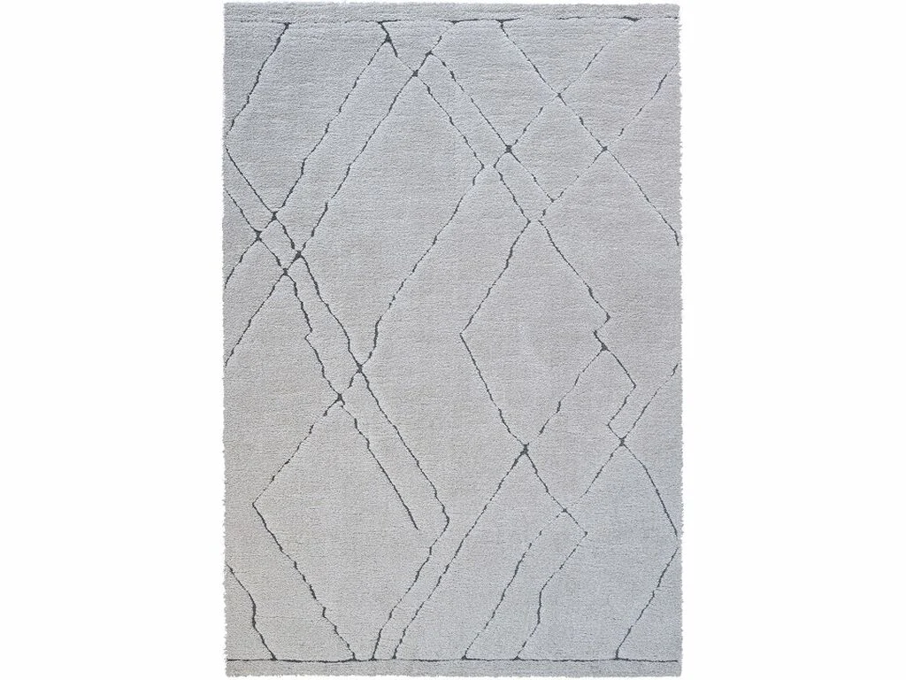 Vloerkleed Graldun 230x160 cm in lichtgrijs met subtiel geometrisch lijnenpatroon en zachte pool