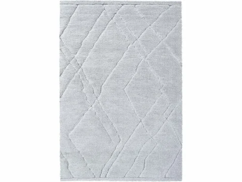 Vloerkleed Peiltos 230x160 cm in lichtgrijs, zacht hoogpolig met modern geometrisch patroon