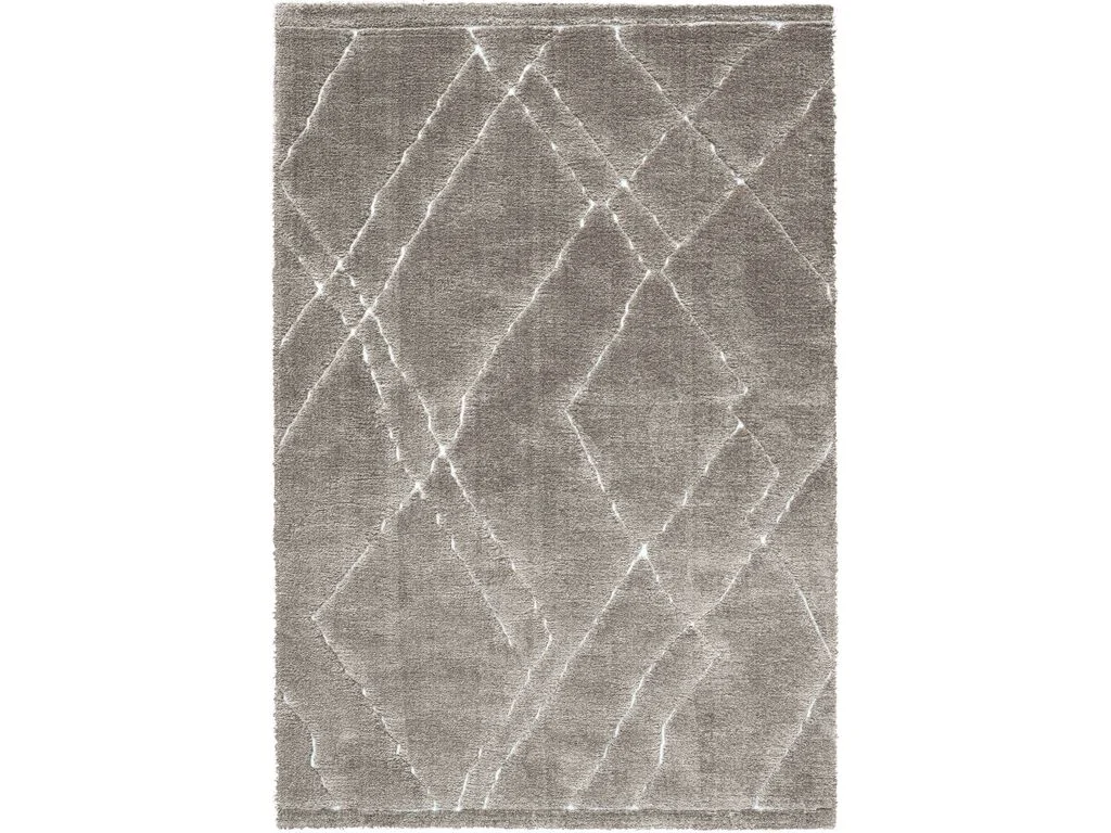 Vloerkleed Graakora 290x200 cm in taupe met zacht hoogpolig geometrisch patroon