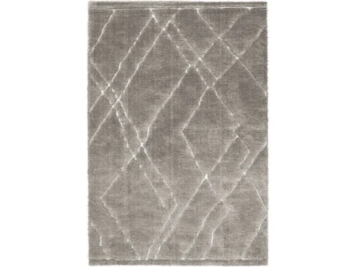 Vloerkleed Skoornan 230x160 cm in grijs, zacht hoogpolig met subtiel geometrisch patroon