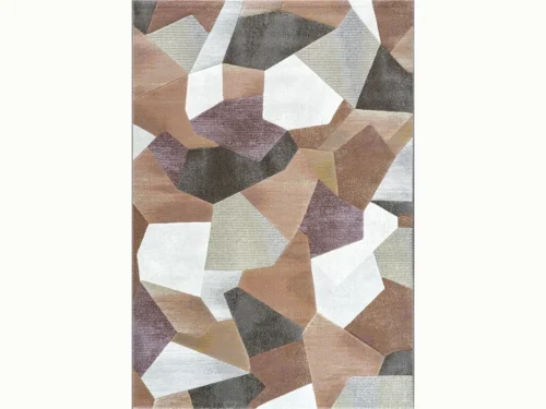 Vloerkleed Stiltund 230x160 cm met abstract geometrisch patroon in zachte beige, grijze en witte tinten