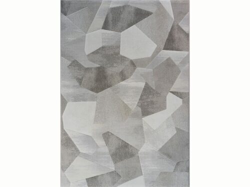 Vloerkleed Mibella 290x200 cm in grijs, met volle structuur en modern geometrisch patroon