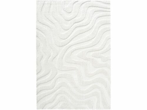 Vloerkleed Deltine 230x160 cm, wit, met volle poolhoogte van 25 mm en subtiel golvend reliëf