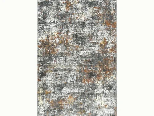 Vloerkleed Slestaro 290x200 cm met abstract patroon in grijs, wit en warme accenten