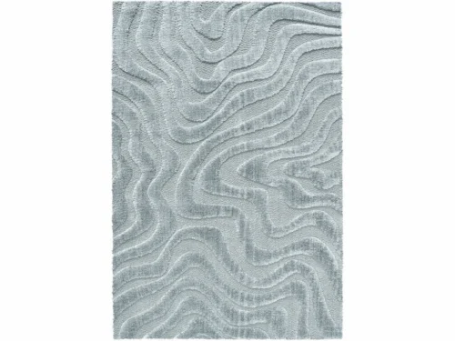 Vloerkleed Naunnone 290x200 cm in lichtgrijs, zacht hoogpolig tapijt met golvend reliëf en volle uitstraling