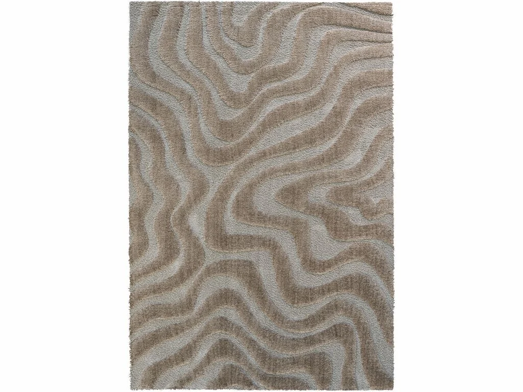 Vloerkleed Graandond 230x160 cm in beige met golvend patroon en volle, zachte pool