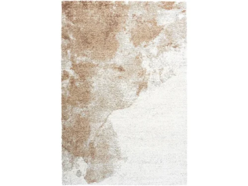 Vloerkleed Slalino 230 x 160 cm in neutrale beige-witte tinten met zachte, hoogpolige structuur