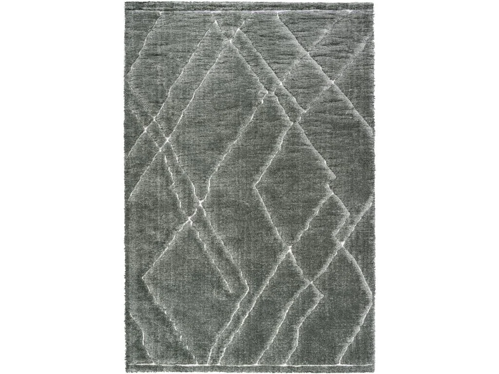 Vloerkleed Poorren 230x160 cm, grijs, hoogpolig 25 mm met geometrisch reliëf en volle structuur