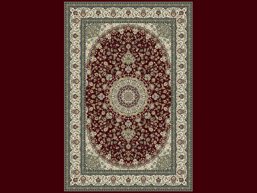 Vloerkleed Breirnak 195x133 cm in bordeaux met klassiek patroon en rijke afwerking