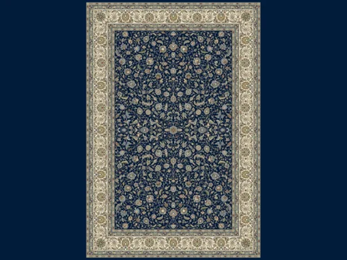 Vloerkleed Bustis 230 x 160 cm in donkerblauw met klassiek bloemmotief en lichte sierlijke rand