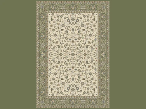 Vloerkleed Prardon 290x200 cm in beige en groen, klassiek bloemmotief met zachte poolhoogte 11 mm