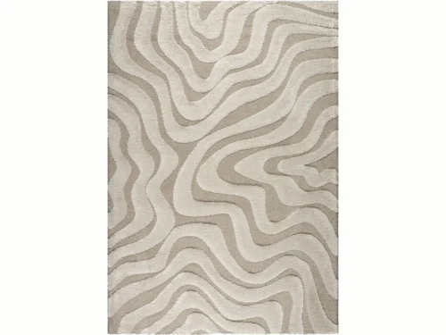 Vloerkleed Merida 230x160 cm met zacht 3D-golvenpatroon in beige en crème