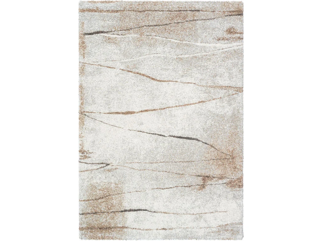 Vloerkleed Peemi 290 x 200 cm met abstracte beige en bruine marmerlook, royaal en zacht