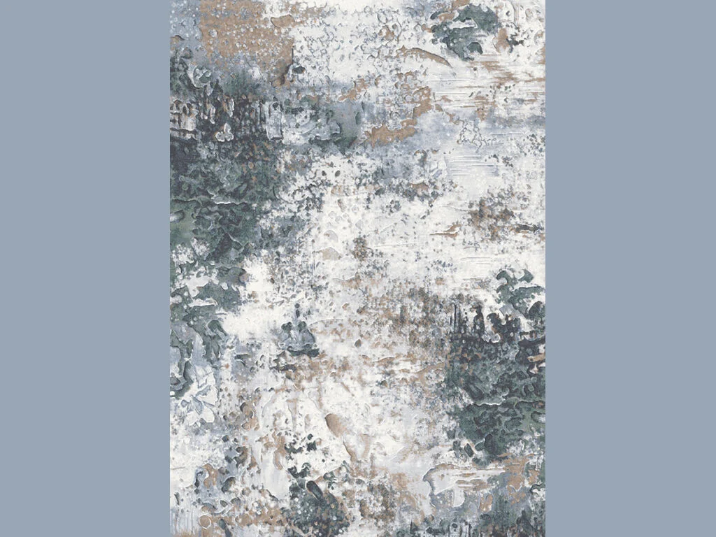 Vloerkleed Jaten 290 x 200 cm, abstract dessin in grijs, beige en groen voor een rustige, warme uitstraling