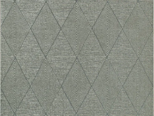 Vloerkleed Ceeris 290x200 cm in kleur 7131, met rustig geometrisch ruitpatroon in grijsgroen