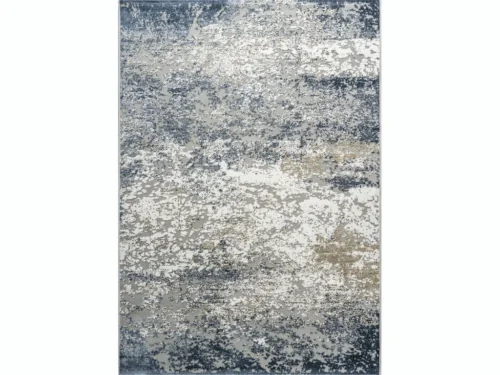 Vloerkleed Valencia 230x160 cm in blauw-grijs met volle structuur en rustig abstract patroon
