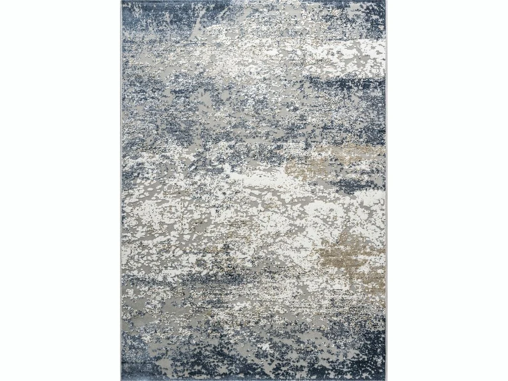 Vloerkleed Jonnes 330x240 cm in blauwgrijs met abstract patroon en zachte, volle pool