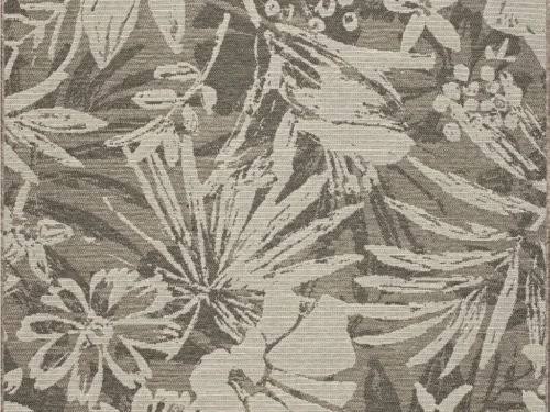 Vloerkleed Bremun 230x160 cm met botanisch bladmotief in rustige grijs-beige tinten, lage pool en strakke structuur