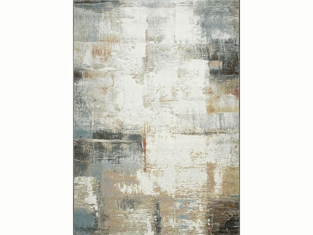 Vloerkleed Sindre 230x160 cm met abstract patroon in rustige grijs- en beige tinten, poolhoogte 11 mm