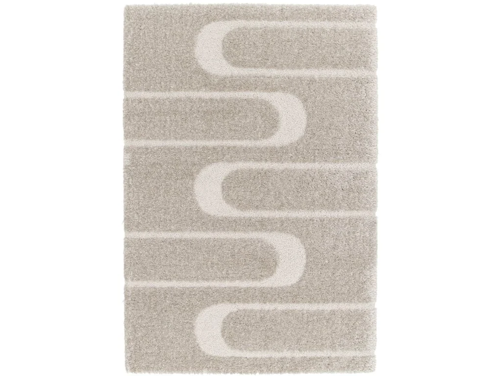 Vloerkleed Moollek 230x160 cm, beige met abstract patroon en zachte hoogpolige afwerking